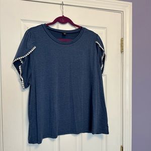 Blue SHEIN 3X Tulip Sleeve Top